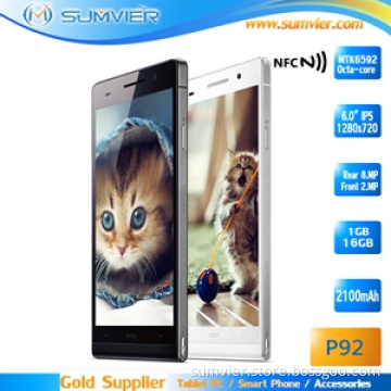 6.0" Mtk6592 Chipset 1.7GHz Octa Core HD 8MP Android 4.2 Cell Phone
